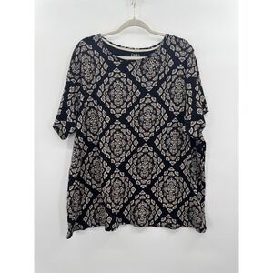 Croft & Barrow Women Classic Tee 3X Stretch Layers Floral Mandala Boho Geo Print